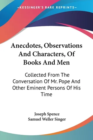 Anecdotes, Observations And Characters, Of Books And Men