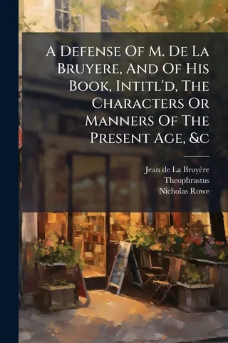 A Defense Of M. De La Bruyere, And Of His Book, Intitl'd, The Characters Or Manners Of The Present Age, &c