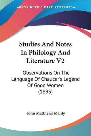 Studies And Notes In Philology And Literature