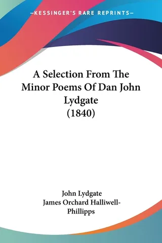 A Selection From The Minor Poems Of Dan John Lydgate