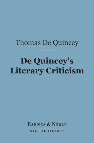 De Quincey's Literary Criticism
