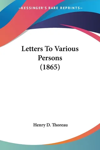 Letters To Various Persons