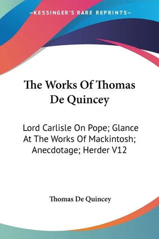 The Works Of Thomas De Quincey